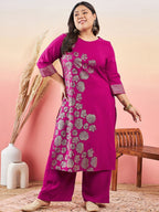 Sztori Floral Printed Round Neck Straight Kurta With Palazzo | Grocsy