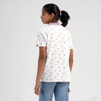 Chilins Girls Cotton Printed Collared Polo T-shirt | Grocsy