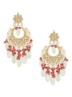 Gold-Toned Red Contemporary Gold-Polished Chandbalis Earrings - Ruby Raang | Grocsy