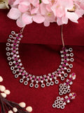 Saraf RS Jewellery Rose Gold-Polished Red AD-Studded Jewellery Set | Grocsy
