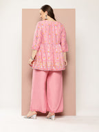 Sztori Plus Size Printed Gotta Patti Empire Kurta with Palazzos | Grocsy
