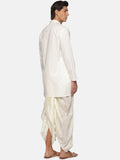 Sethukrishna Men Cream-Coloured Striped Pure Cotton Kurta with Dhoti Pants | Grocsy