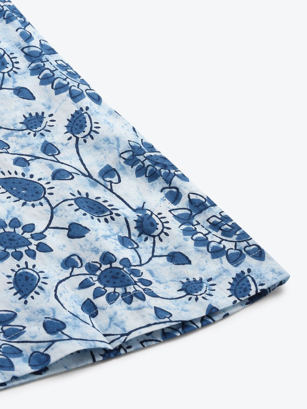 TAG 7 Women White & Blue Printed Pure Cotton Flared Palazzos | Grocsy
