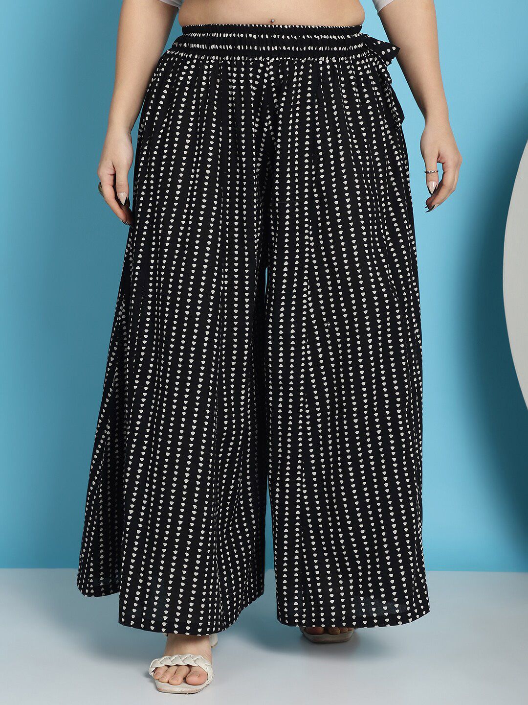 TAG 7 Geometric Printed Pure Cotton Flared Ethnic Palazzo | Grocsy