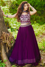 Jyoti Fashion Wine Crush Georgette Designer Lehenga Choli with Dupatta | Grocsy