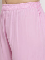 TAG 7 Women Pink Solid Flared Palazzos | Grocsy