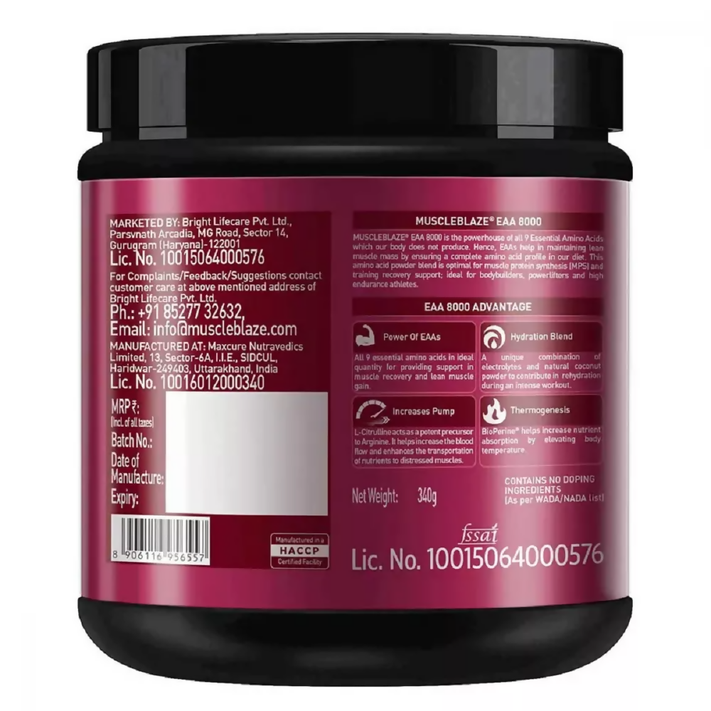 MuscleBlaze EAA 8000 Lemonade | Grocsy