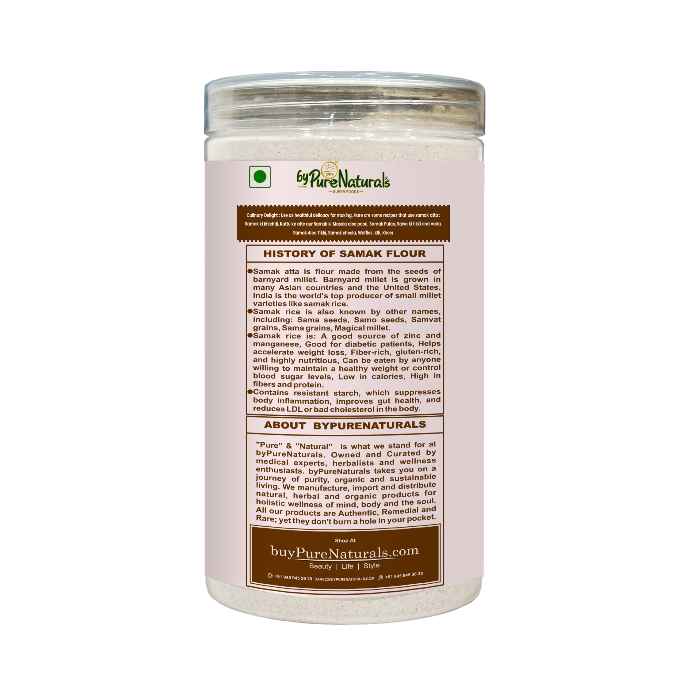 byPureNaturals Sama Rice Atta (Barnyard Millet Flour) | Grocsy