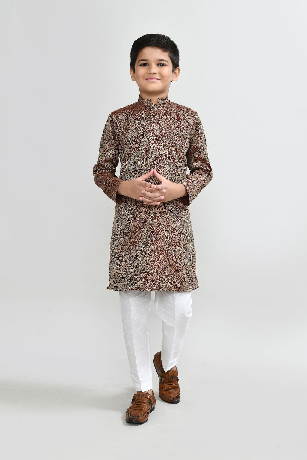 Joban Fashion Imported Jacquard Maroon Kurta With Straight Fit Pant | Grocsy