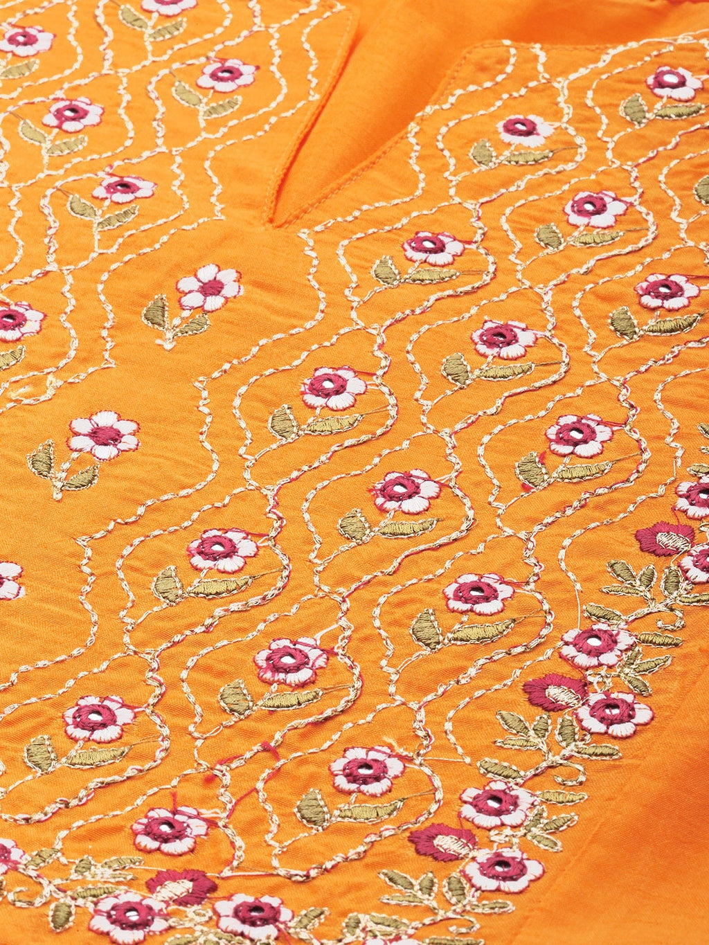 HERE&NOW Women Yellow Embroidered Kurta with Trousers & With Dupatta | Grocsy
