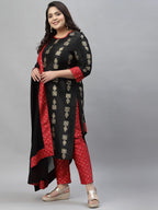 Sztori Plus Size Floral Printed Regular Kurta with Trousers & With Dupatta | Grocsy