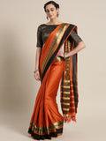 Saree Mall Rust Orange Solid Saree | Grocsy