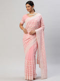kasee Floral Embroidered Pure Chiffon Saree | Grocsy