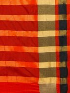 Saree Mall Red & Gold-Toned Silk Cotton Colourblocked Kanjeevaram Saree | Grocsy
