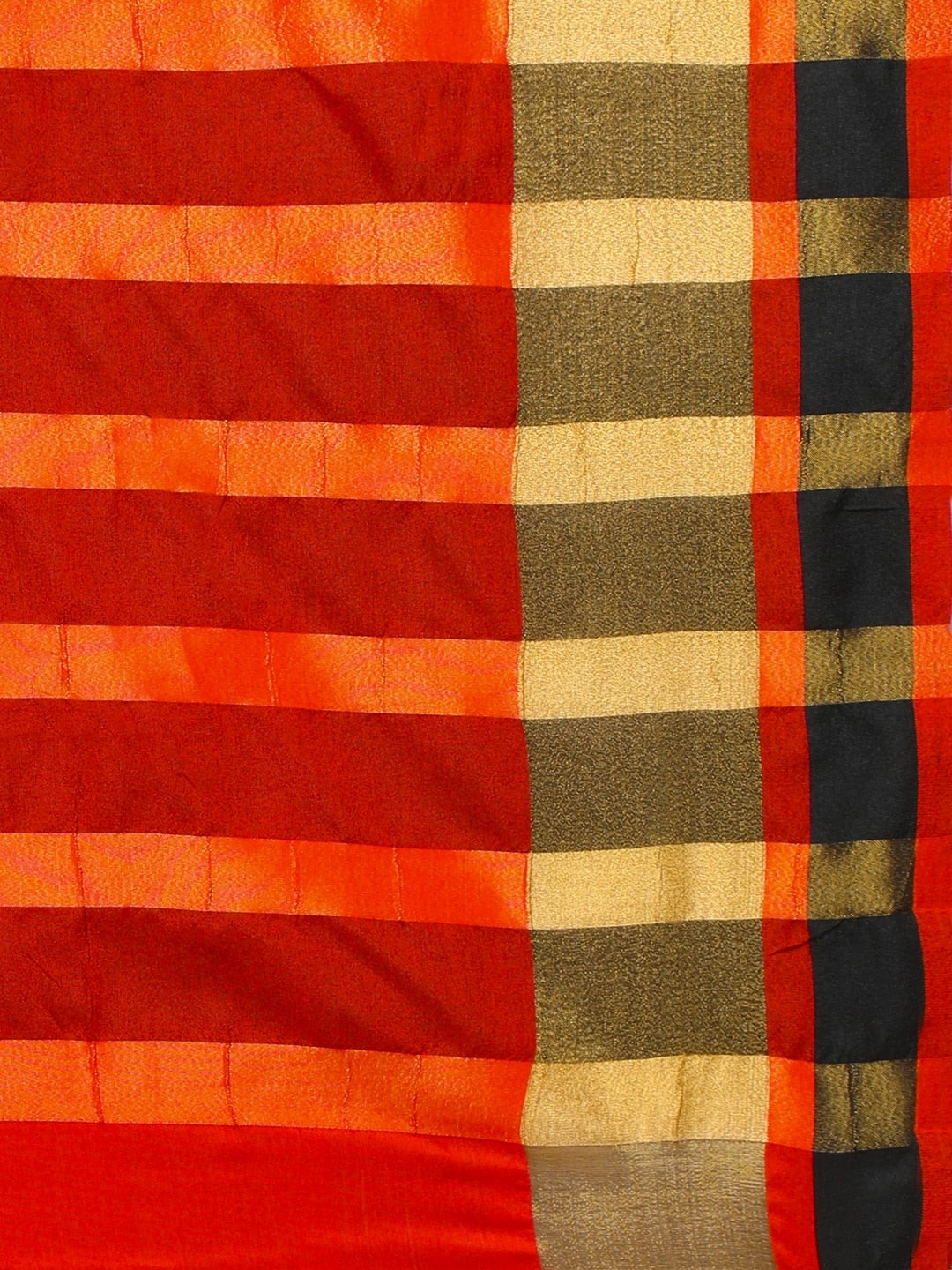 Saree Mall Red & Gold-Toned Silk Cotton Colourblocked Kanjeevaram Saree | Grocsy