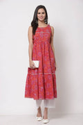 Myshka Cotton Printed Sleeveless Round Neck Casual Women's Dress | Grocsy