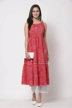 Myshka Cotton Printed Sleeveless Round Neck Casual Women's Dress | Grocsy