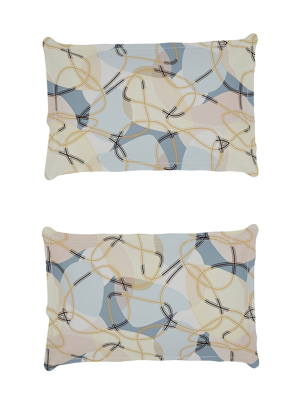 Story@home Arena Cream-Coloured & Grey Printed 180 TC Bedsheet & Pillow Covers | Grocsy