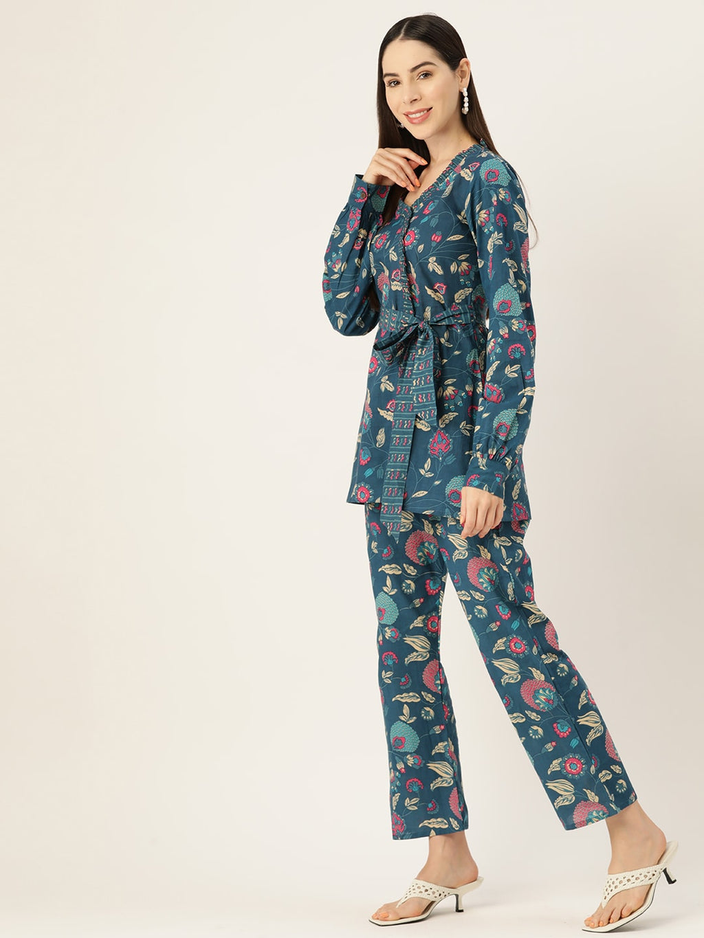 InWeave Blue Kalamkari Co Ord Set | Grocsy