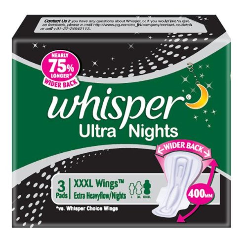 Whisper Ultra Nights Extra Heavy Flow - XXXL Wings (Pack of 3 Pads) | Grocsy