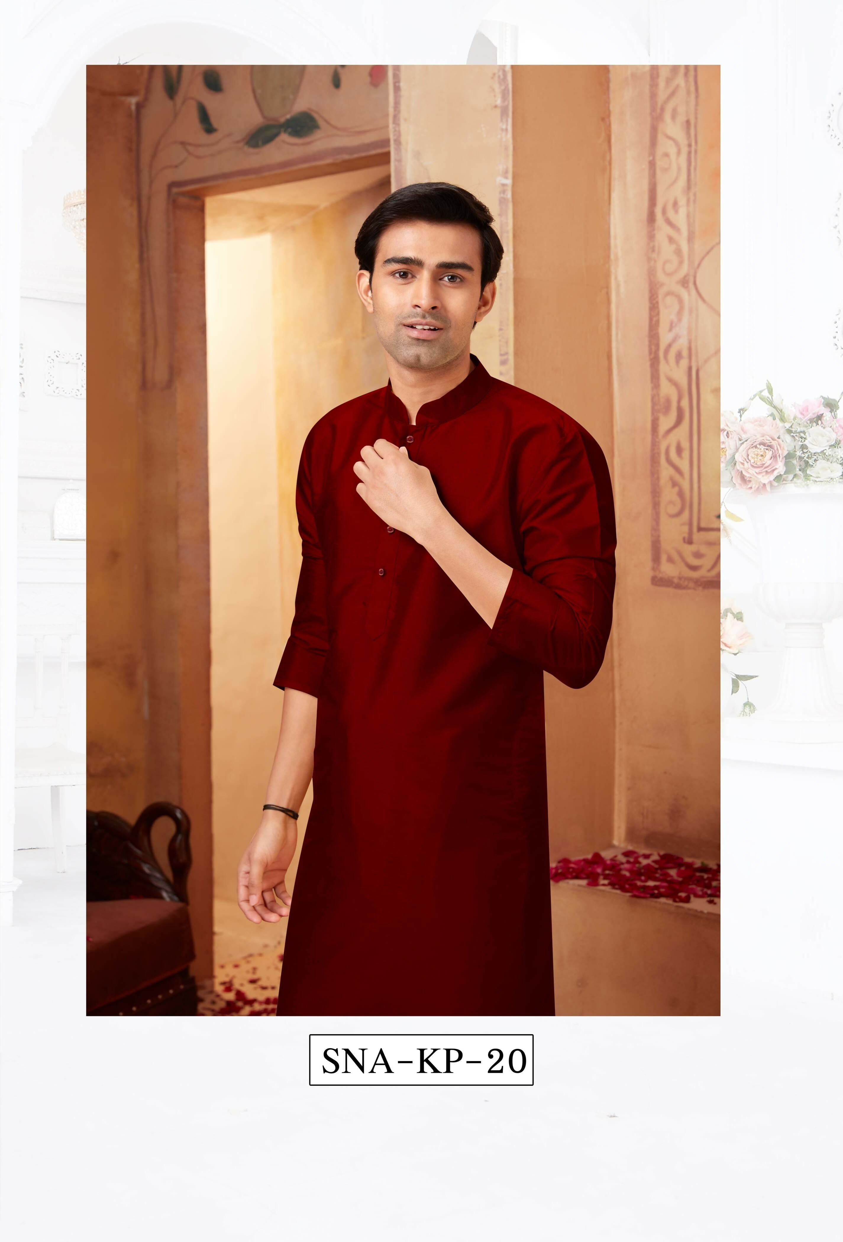 Joban Fashion Maron Art Silk Kurta Pyjama | Grocsy