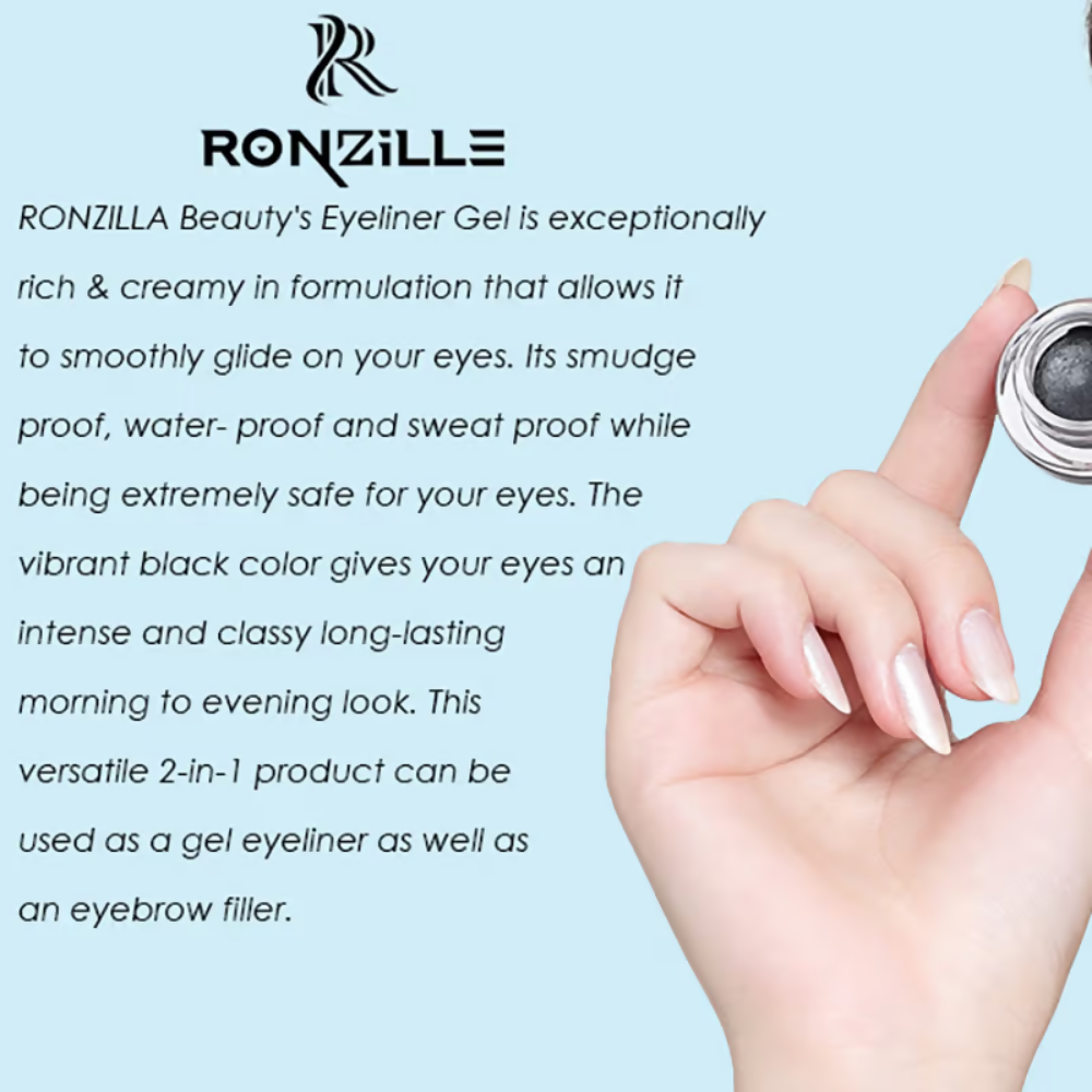 Ronzille 36Hr Waterproof And Smudge Proof Long Wear Gel Eyeliner With Brush - Black And Brown | Grocsy
