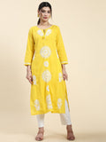 HOUSE OF KARI Embroidered Chikankari Pure Cotton Chikankari Kurta | Grocsy
