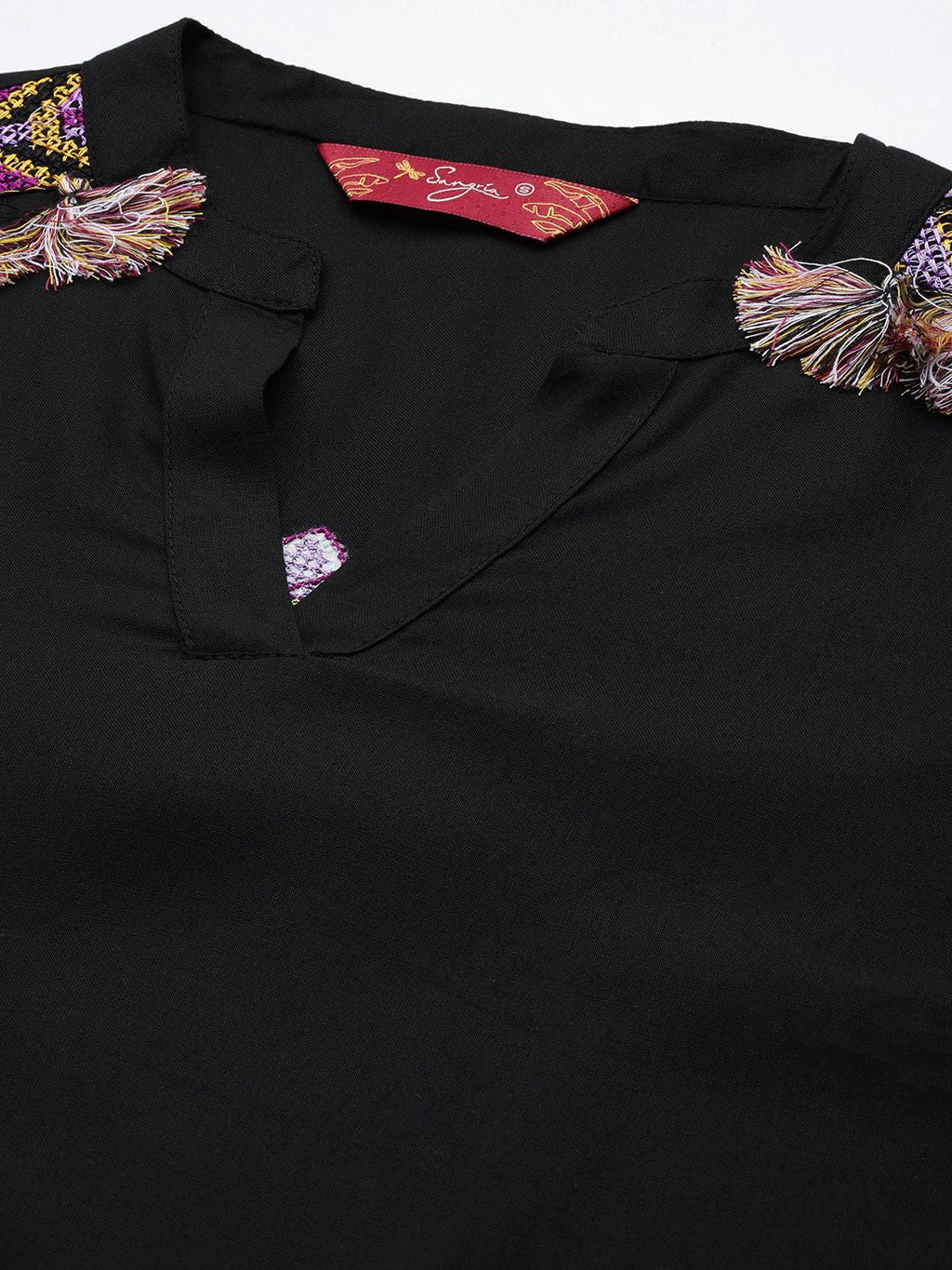 Sangria Embroidered Tassel Detail Kurta with Salwar | Grocsy