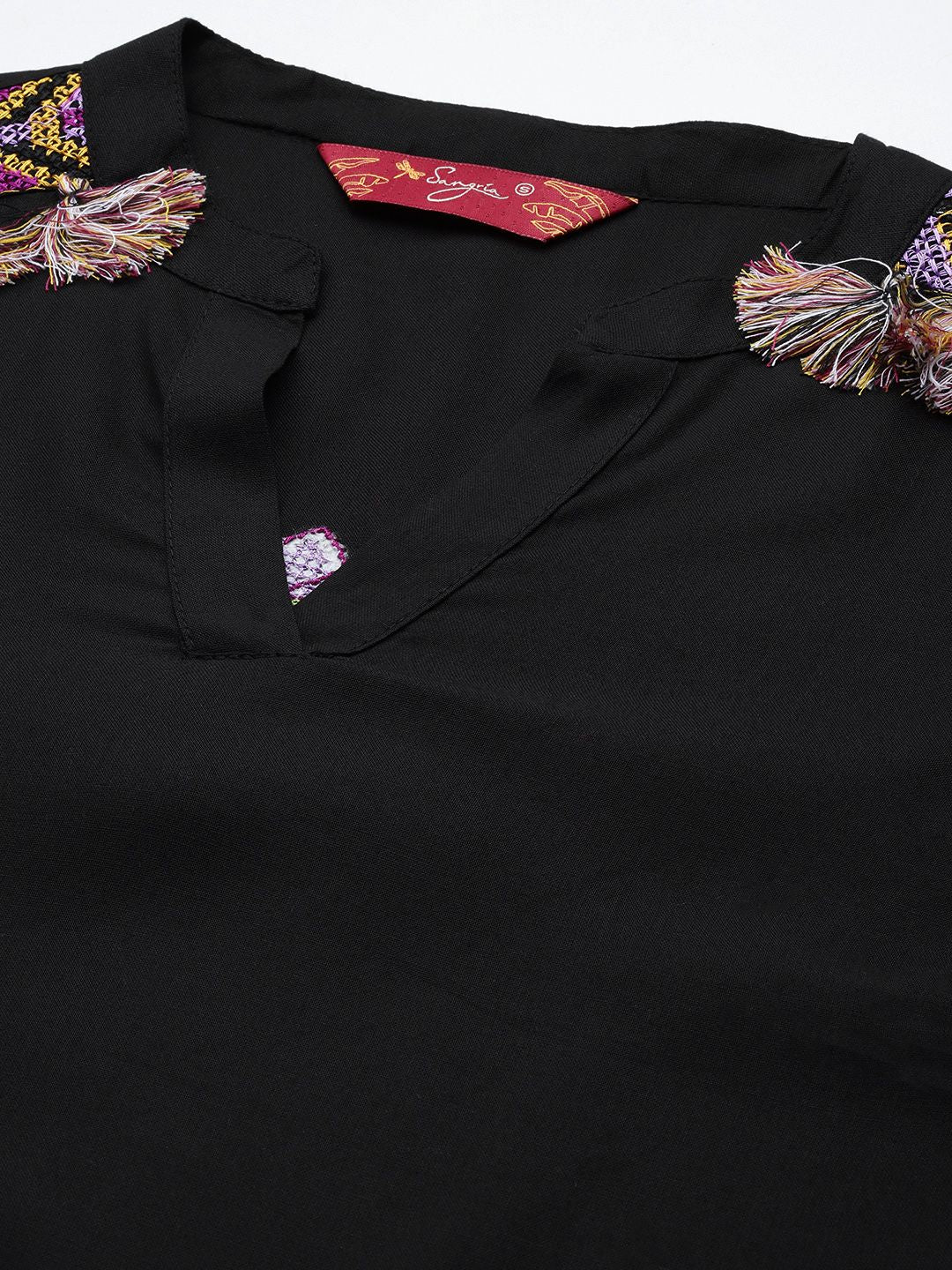 Sangria Embroidered Tassel Detail Kurta with Salwar | Grocsy