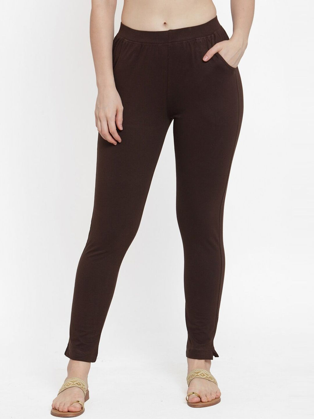 TAG 7 Women Olive Green & Brown Pack of 2 Leggings | Grocsy