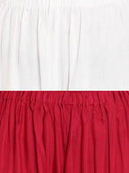 TAG 7 Women Set of 2 White & Red Solid Flared Palazzos | Grocsy