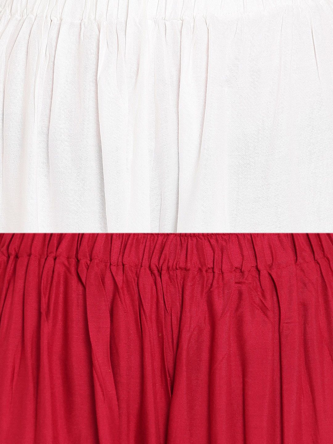 TAG 7 Women Set of 2 White & Red Solid Flared Palazzos | Grocsy