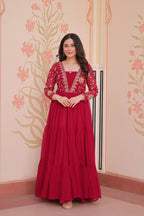 Joban Fashion Pink Georgette Sequence Embroidery Work Dress | Grocsy