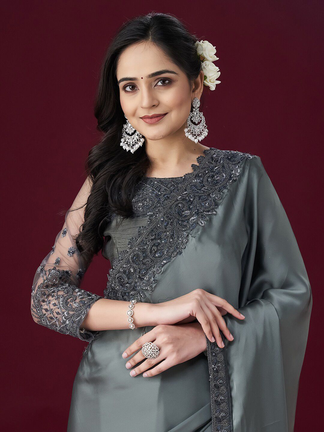 kasee Ethnic Embroidered Sarees | Grocsy