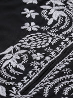 ADA Women Black & White Chikankari Embroidered Straight Sustainable Handloom Kurta | Grocsy