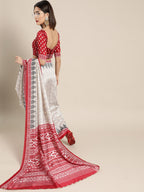 Saree Mall Geometric Silk Blend Saree with Printed border | Grocsy