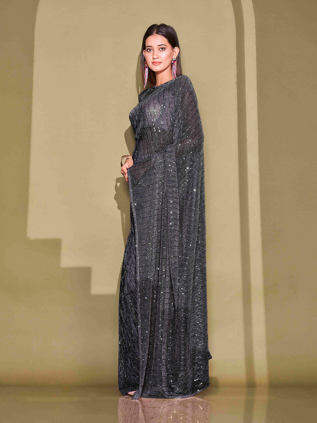 Tikhi Imli Sequinned Embellished Saree | Grocsy