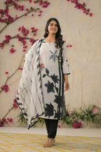 Ethnic Festive Wear Muslin Off White Stitched Suit With Dupatta - Tanisha | Grocsy