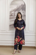 The52 Women's Beautiful Soft Assam Fabric Printed Work A-line Kurta Pant and Dupatta Set | Grocsy