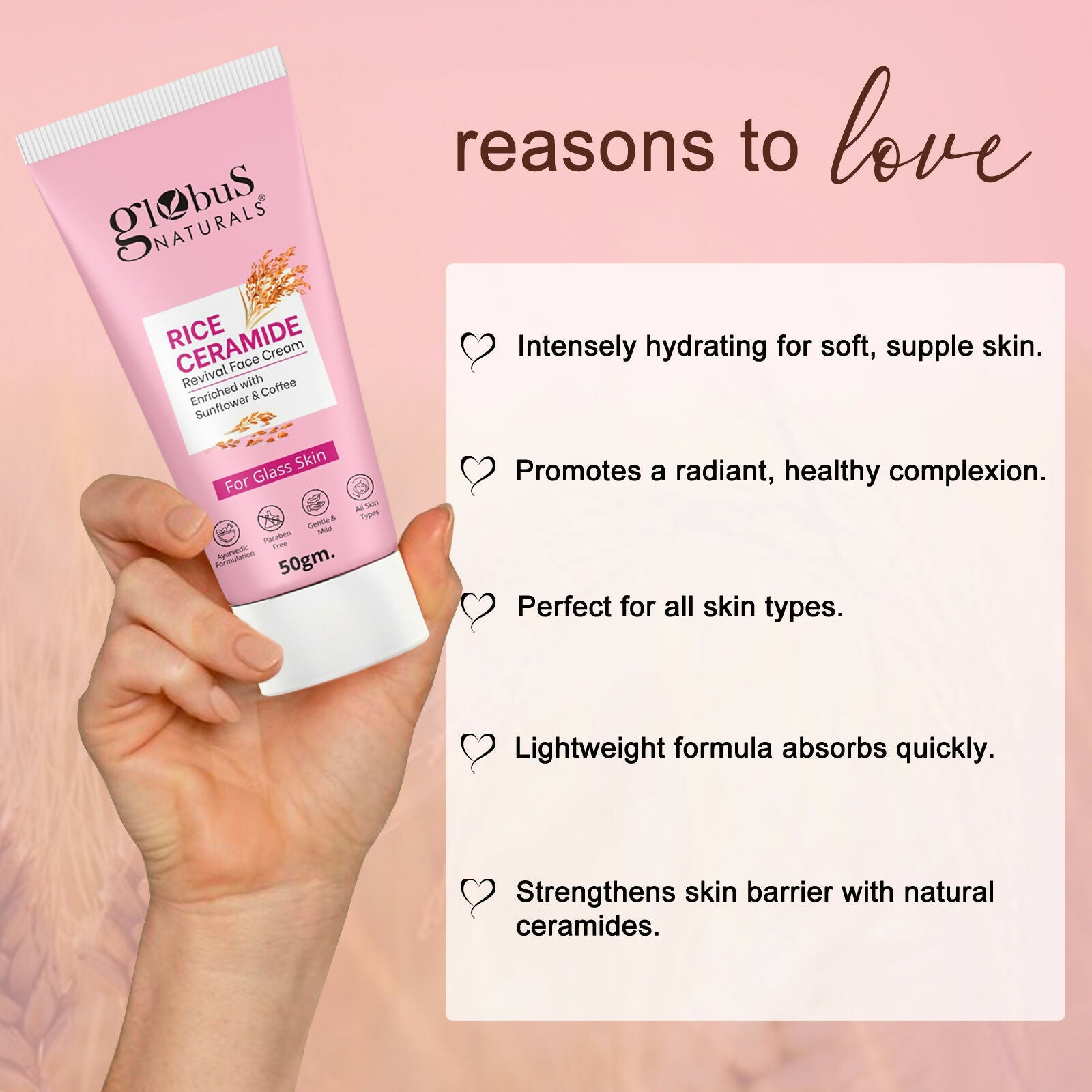 Globus Naturals Rice Ceramide Revival Face Cream | Grocsy