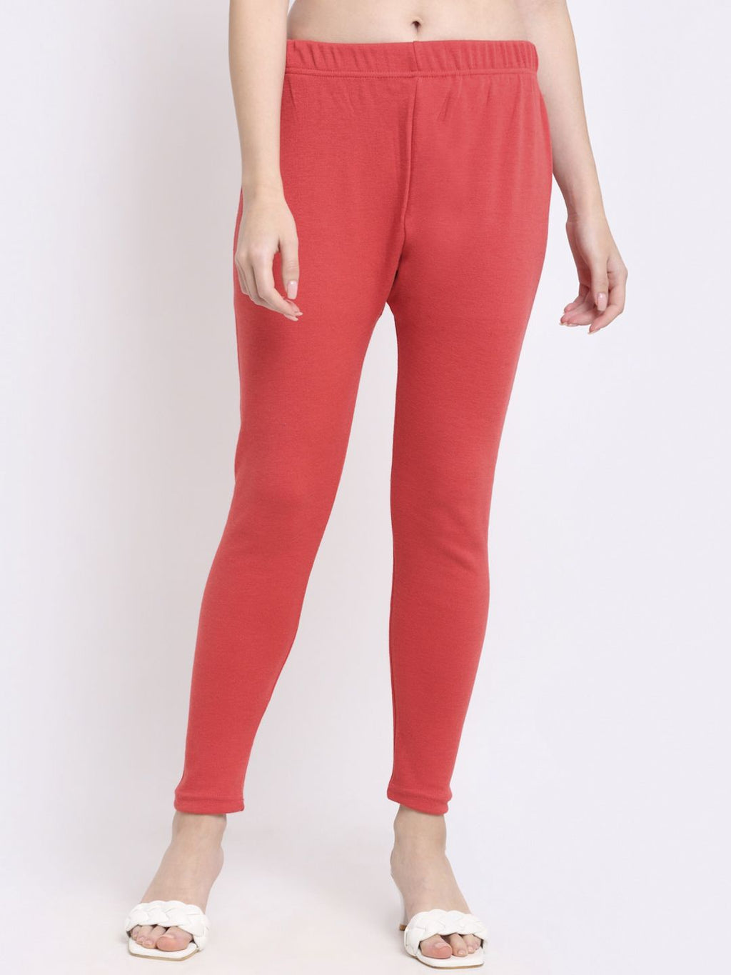 TAG 7 Women Pack Of 2 Peach & Black Solid Ankle-Length Leggings | Grocsy