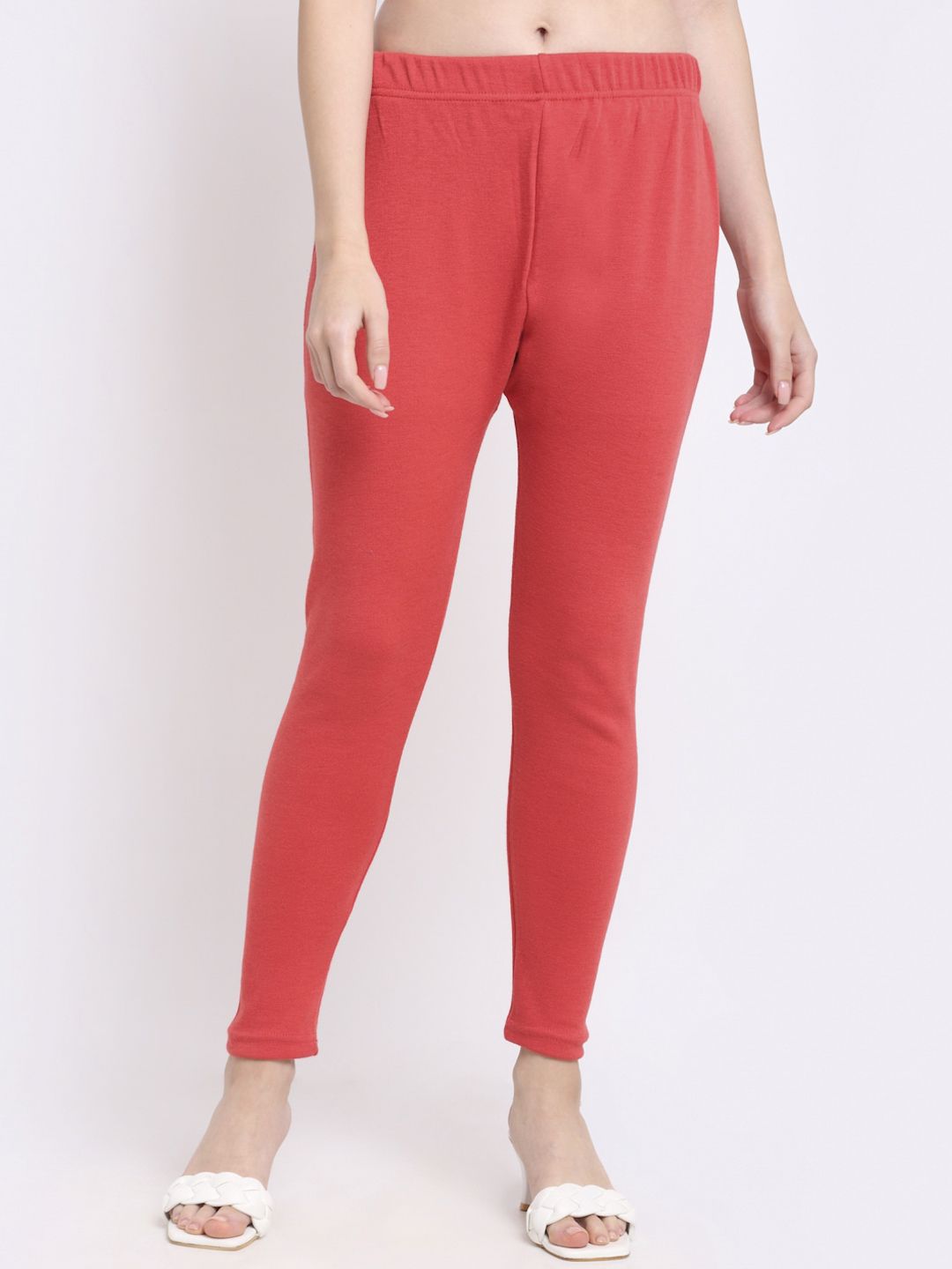 TAG 7 Women Pack Of 2 Peach & Black Solid Ankle-Length Leggings | Grocsy