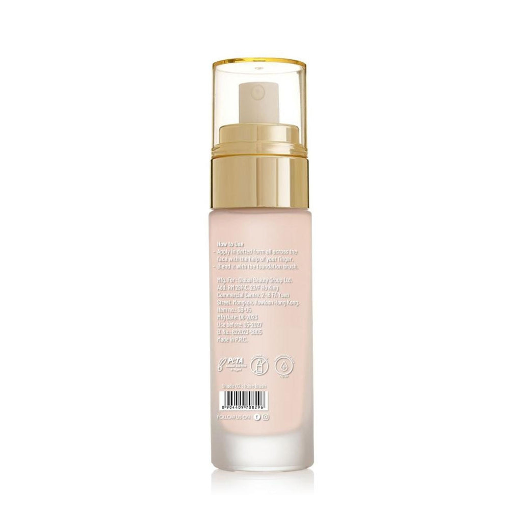 Swiss Beauty High Performance Foundation With Vitamin C & Niacinamide Light-Weight - 02 Rose Blush | Grocsy
