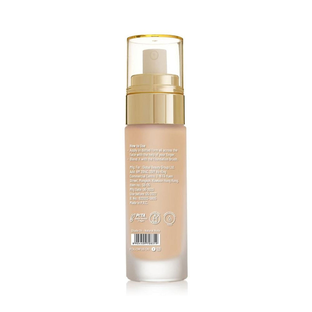 Swiss Beauty High Performance Foundation With Vitamin C & Niacinamide Light-Weight - 04 Natural Nude | Grocsy
