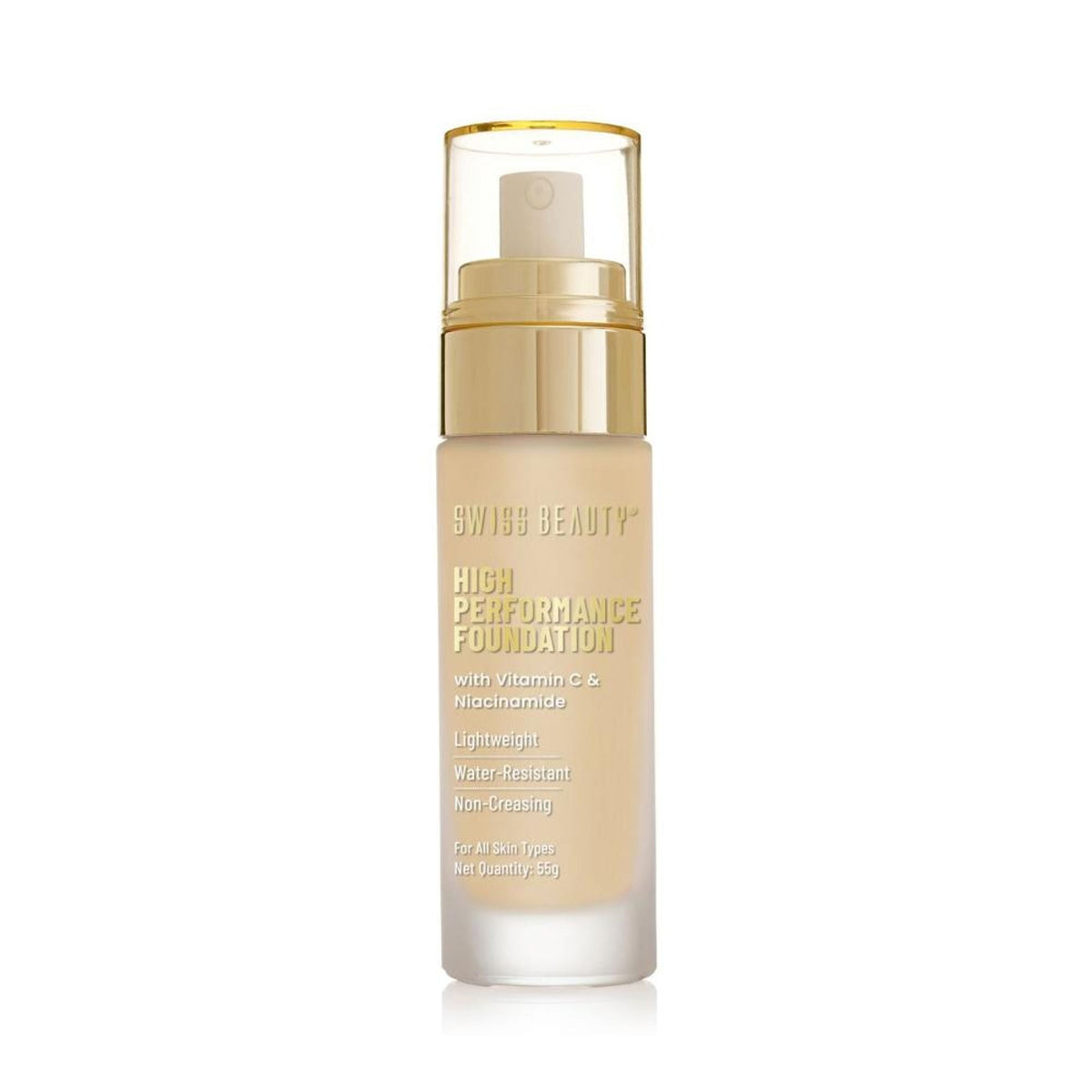 Swiss Beauty High Performance Foundation With Vitamin C & Niacinamide Light-Weight - 06 Medium Beige | Grocsy