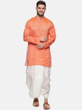 Sethukrishna Mens Orange Kurta with Dhoti Pants | Grocsy