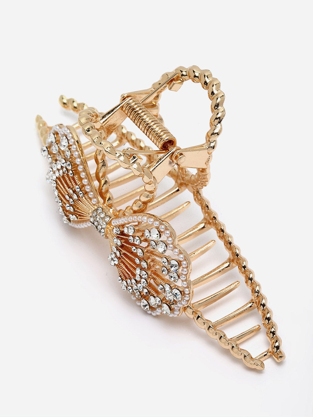 Panash Gold-Toned & White Embellished Claw Clip | Grocsy
