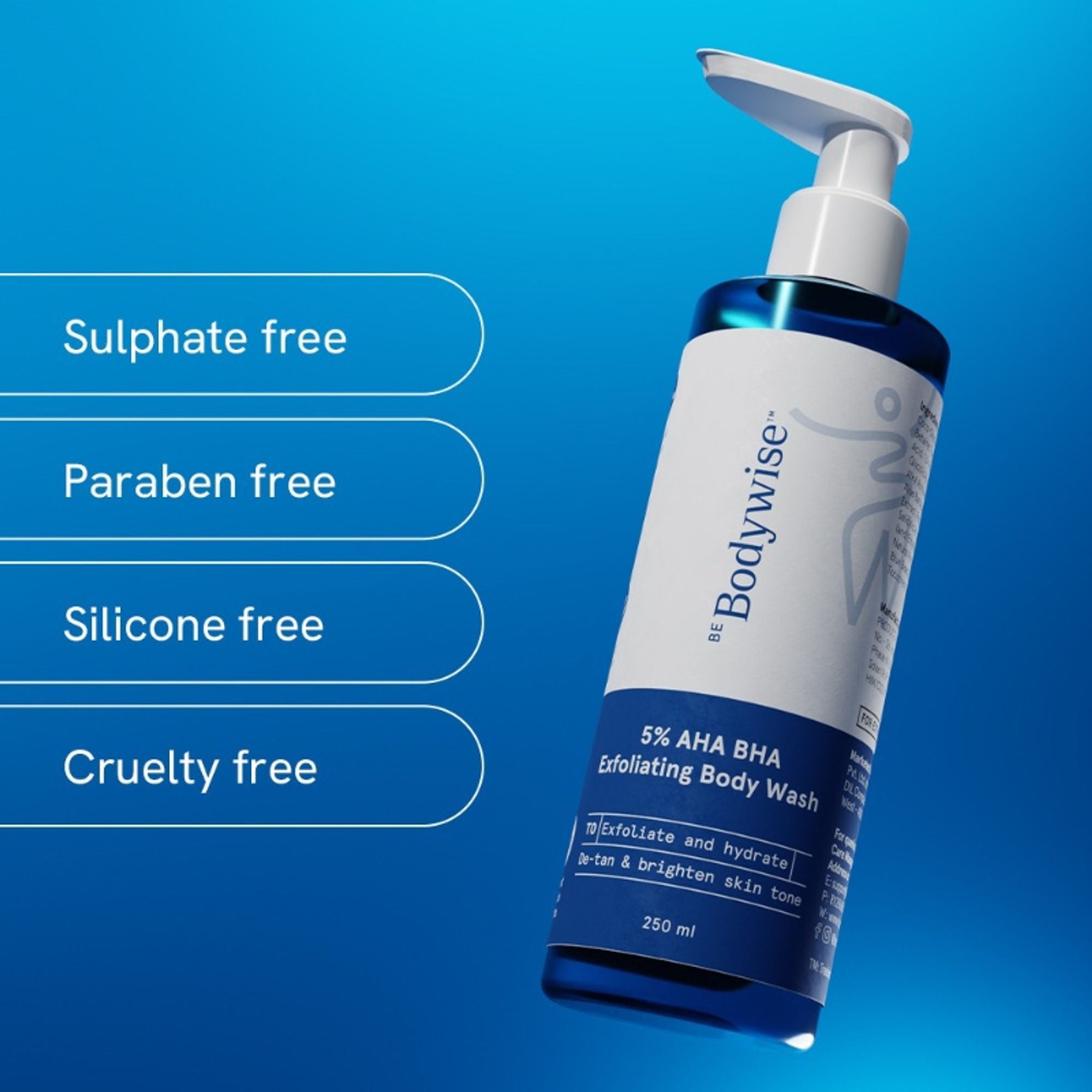 BeBodywise 5% AHA BHA Exfoliating Body Wash | Grocsy