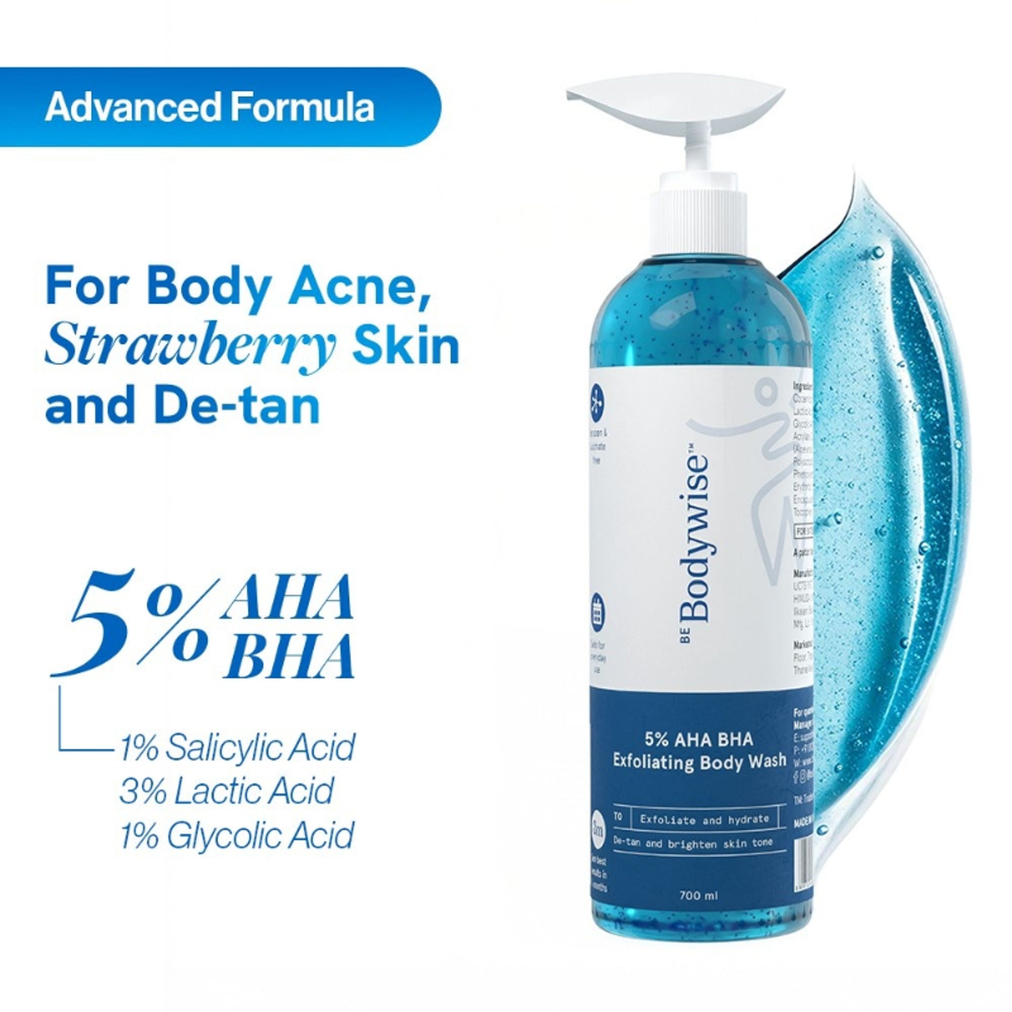 BeBodywise 5% AHA BHA Exfoliating Body Wash | Grocsy