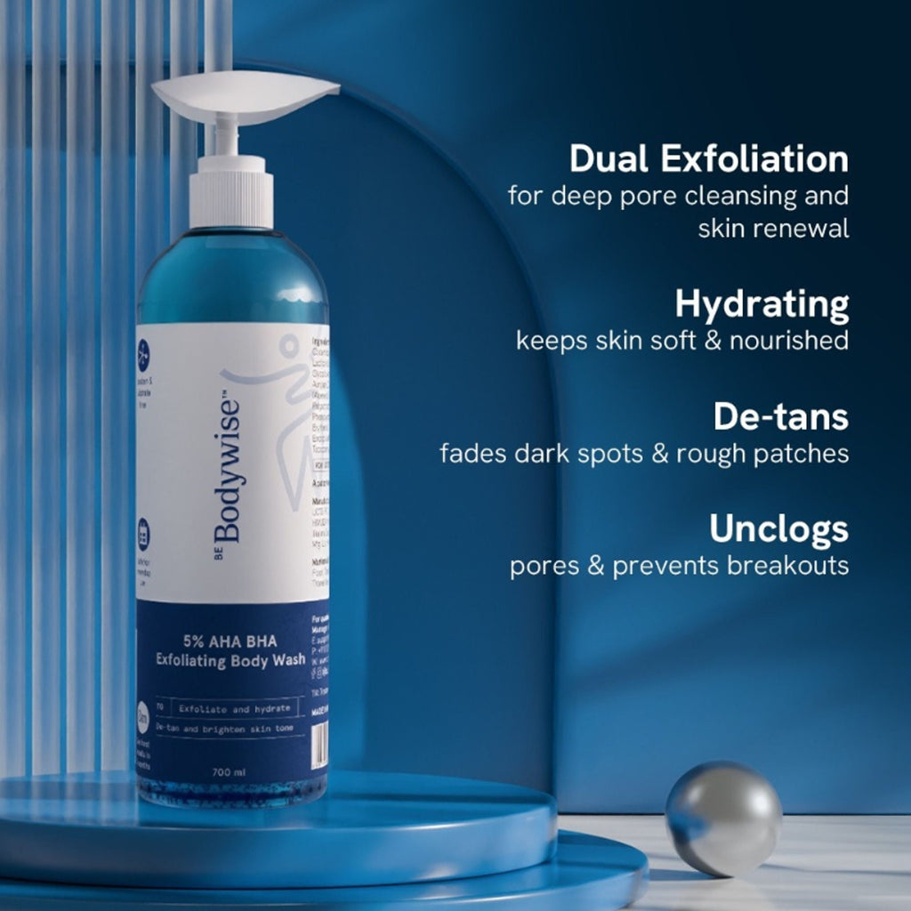 BeBodywise 5% AHA BHA Exfoliating Body Wash | Grocsy
